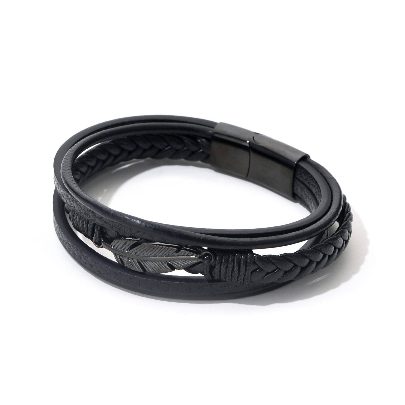 Bratara-barbati-piele-naturala-negru-Frunza4.jpg