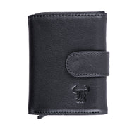 Herren-Kartenetui aus echtem schwarzem Leder Master Slide Pro, RFID-Schutz