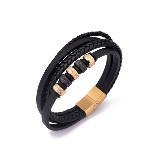 Bratara-barbati-piele-naturala-negru-auriu-Cercuri.jpg