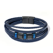 Bratara barbati din piele naturala bleumarin Eclipse