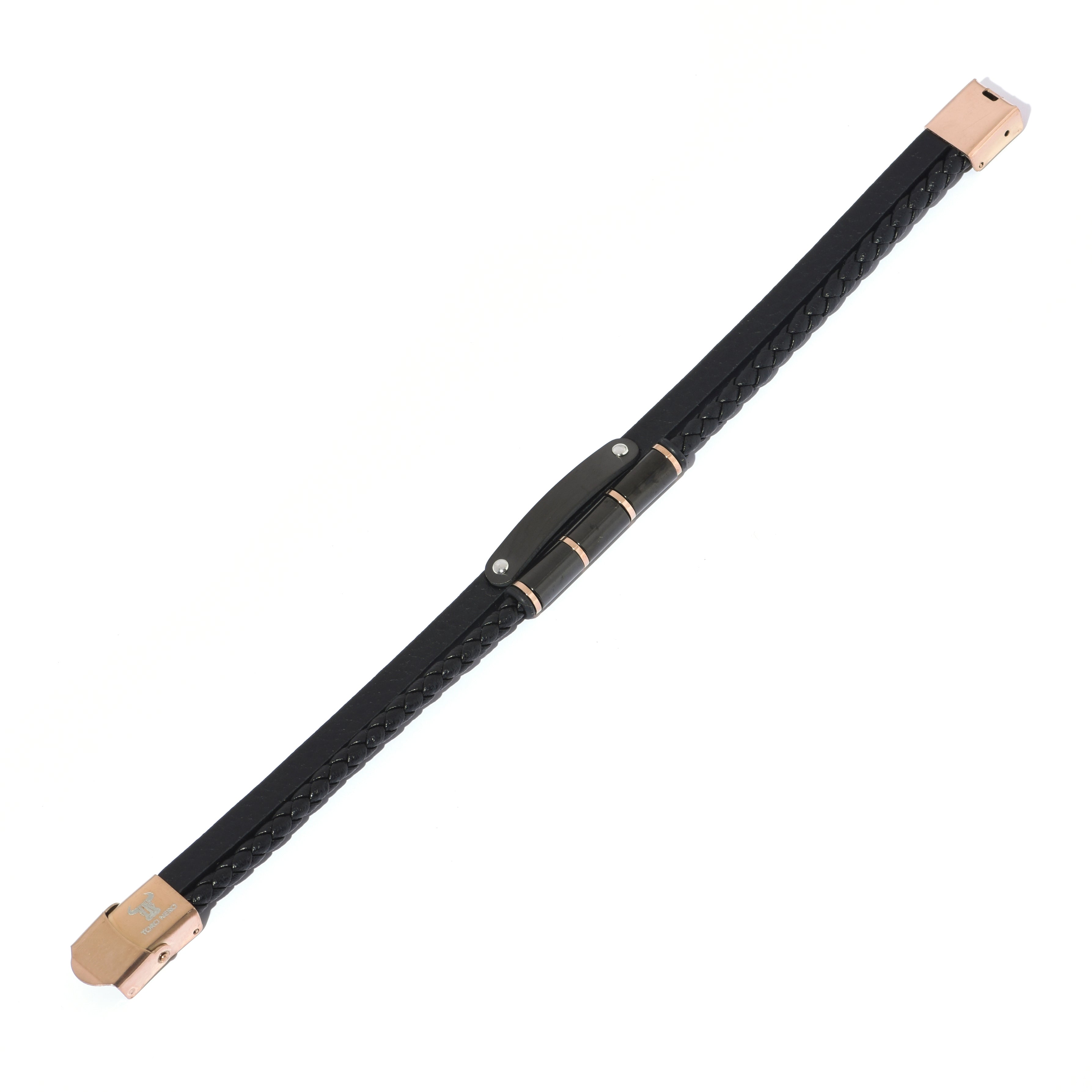 Bratara barbati din piele naturala negru Magnus
