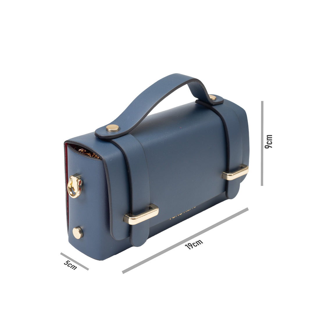 Sac pour femme en cuir véritable bleu marine Natalia