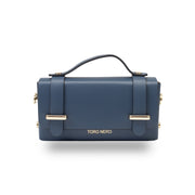 Sac pour femme en cuir véritable bleu marine Natalia
