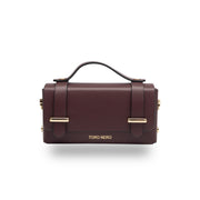 Sac à main femme en cuir véritable bordeaux Natalia