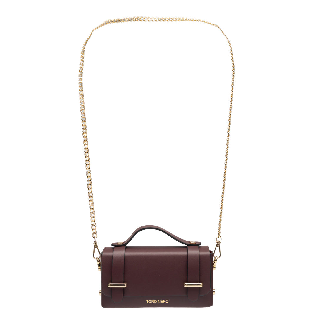 Sac à main femme en cuir véritable bordeaux Natalia