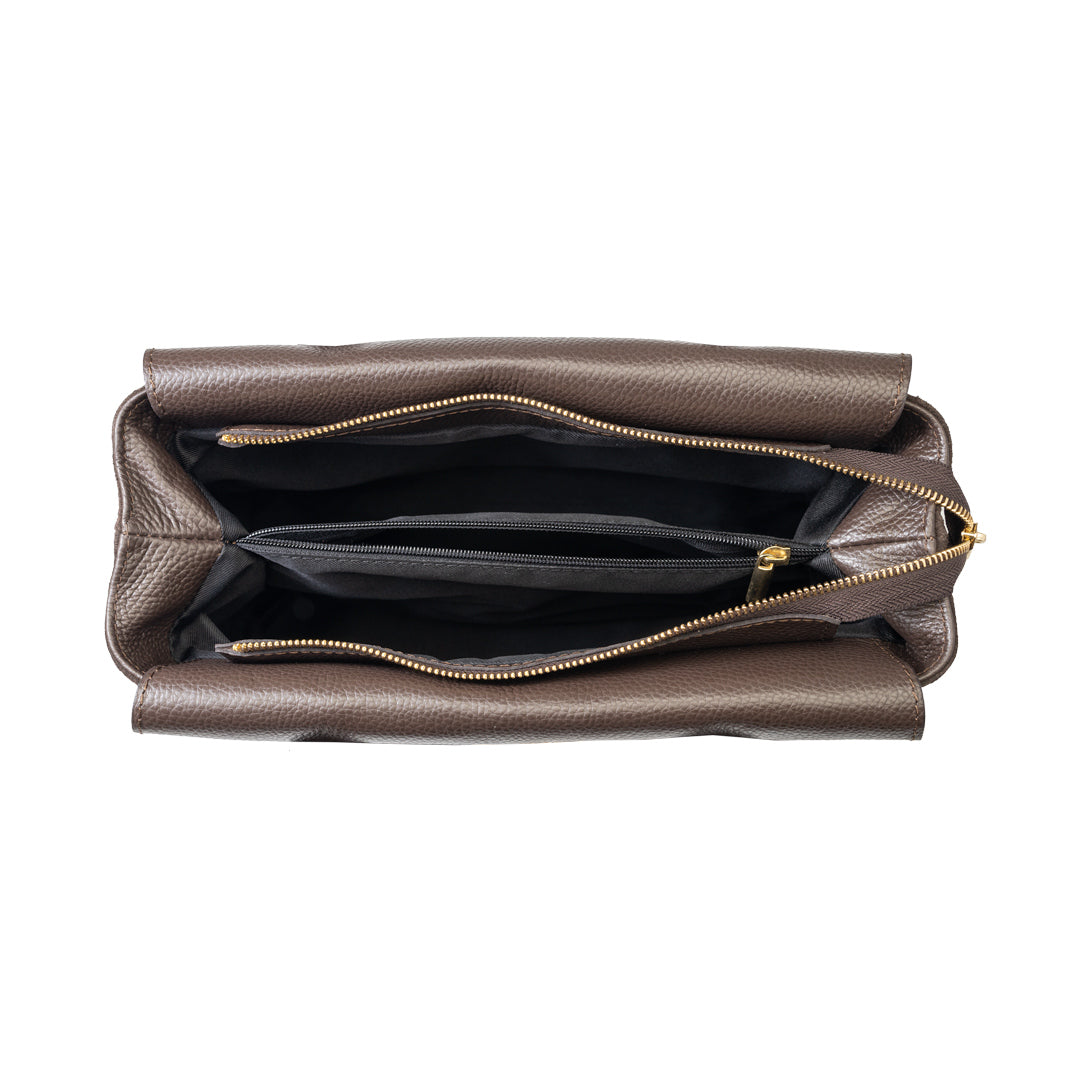 Dunkelbraune Damenhandtasche aus echtem Leder Mira