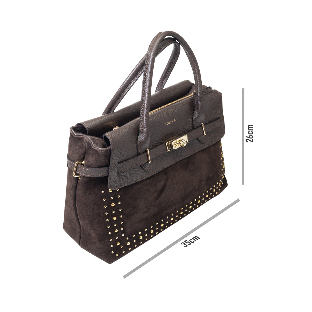 Dunkelbraune Damenhandtasche aus echtem Leder Mira