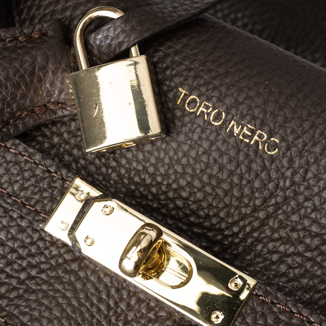 Dunkelbraune Damenhandtasche aus echtem Leder Mira