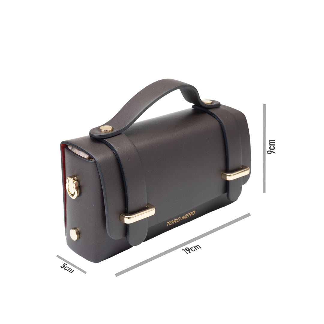 Damenhandtasche aus dunkelbraunem Echtleder Natalia