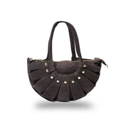Sac à main femme en cuir véritable marron foncé Ruth