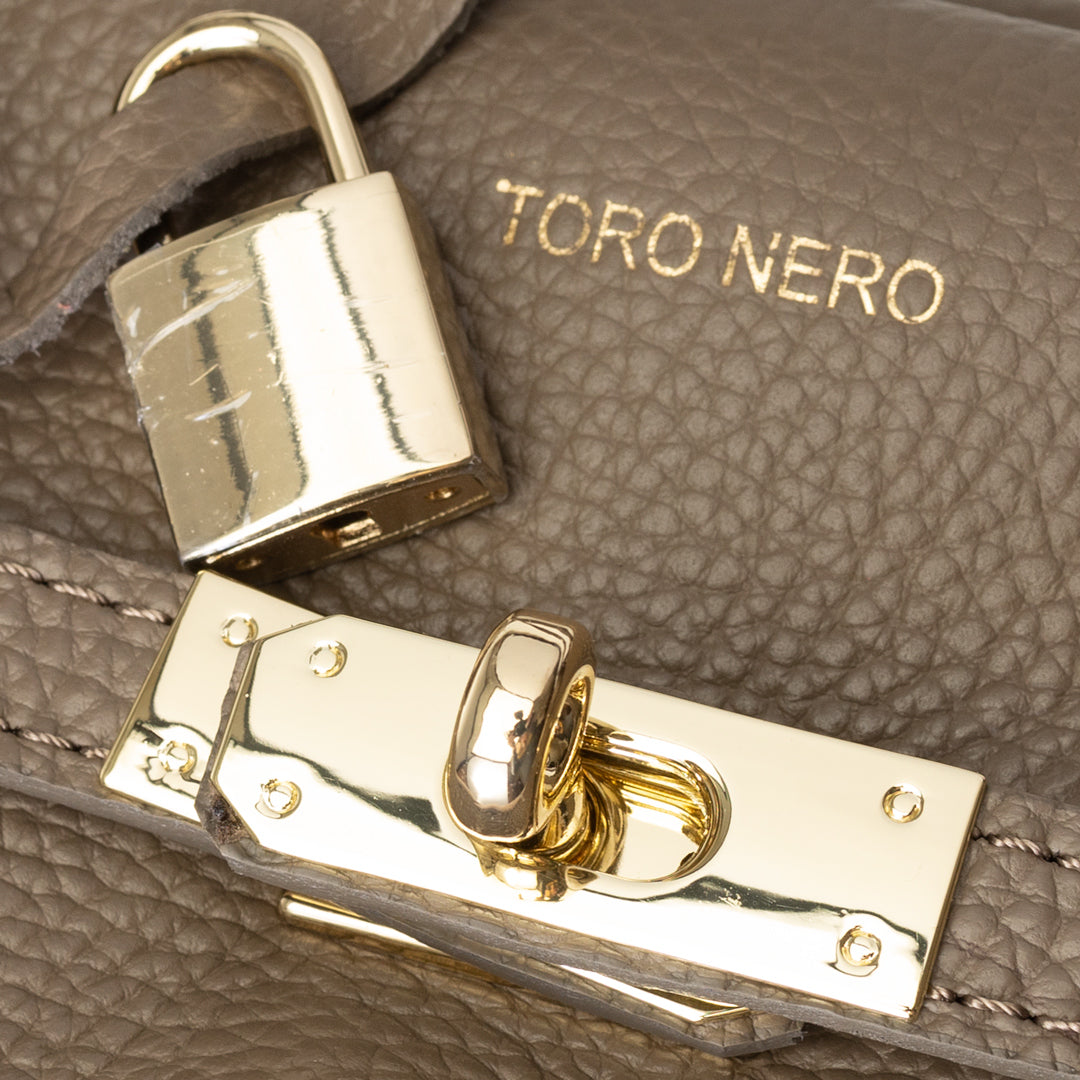 Sac à main en cuir véritable taupe Mira pour femme