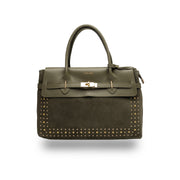 Sac à main femme en cuir véritable vert armée Mira