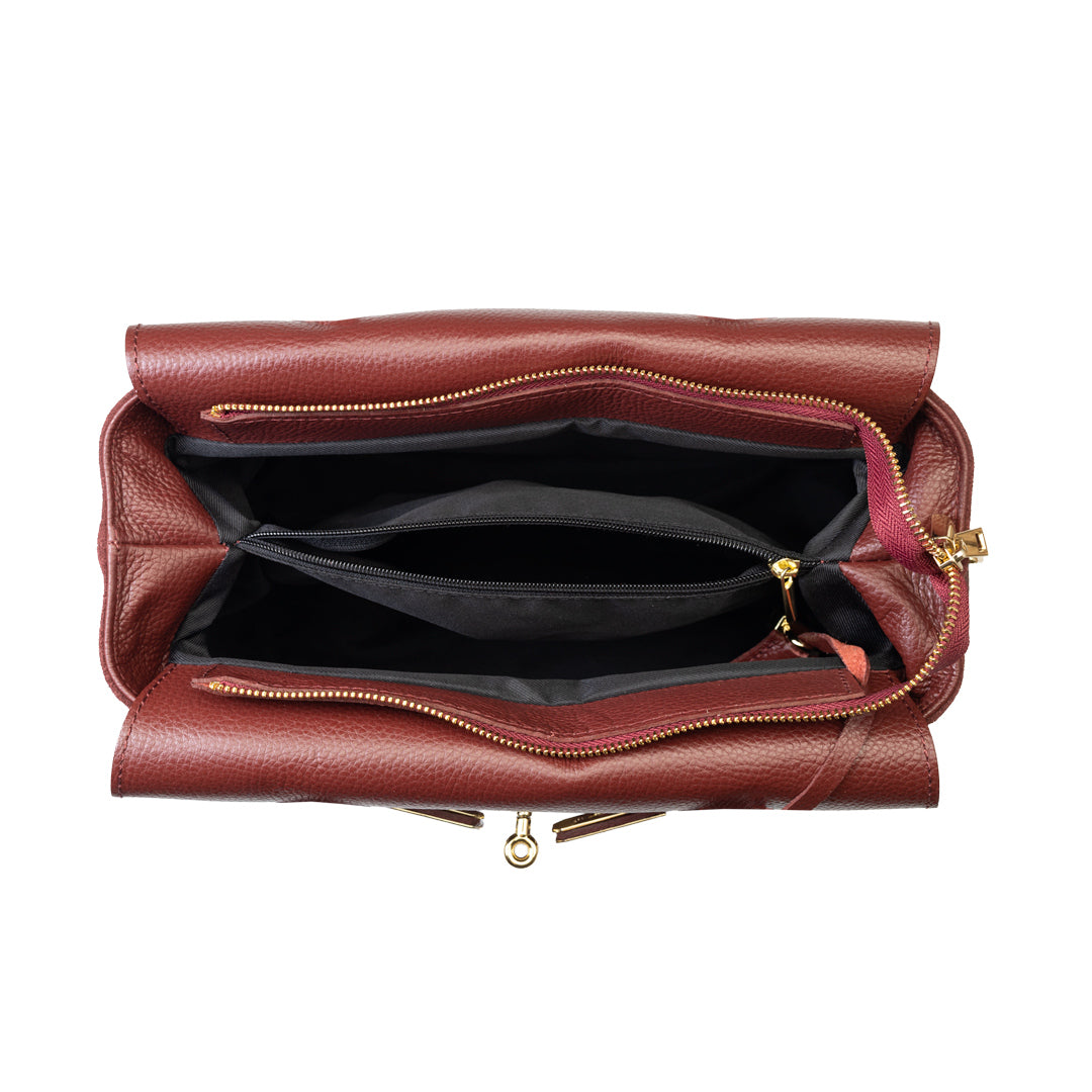 Damenhandtasche aus echtem Leder Bordeaux Mira