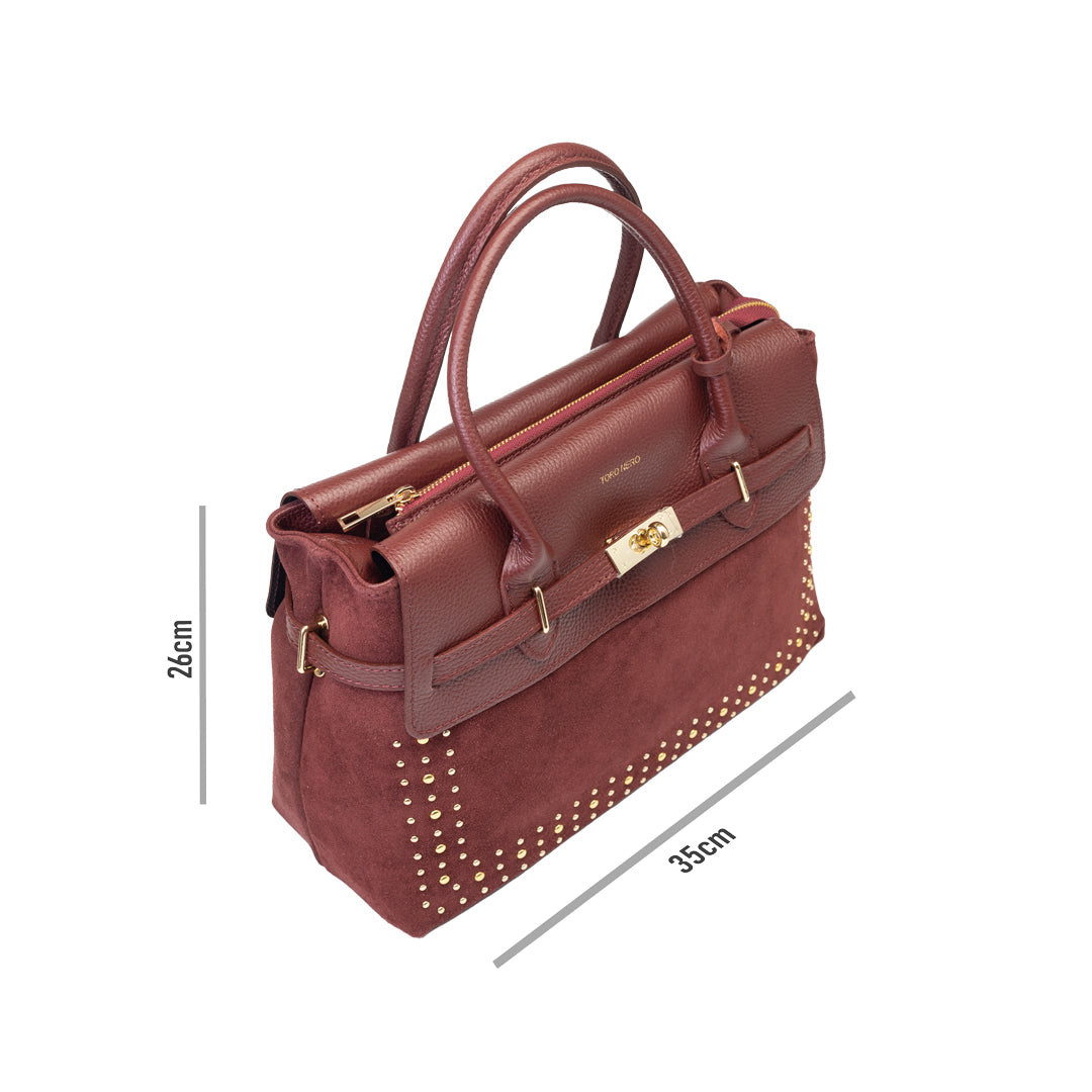 Damenhandtasche aus echtem Leder Bordeaux Mira