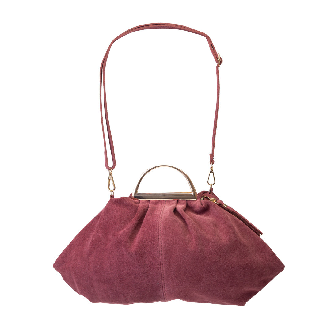 Sac à main en cuir véritable bordeaux Monica