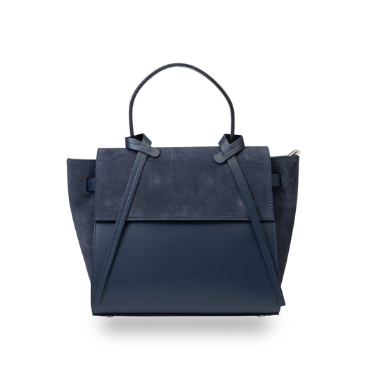 Sac à main femme en daim véritable bleu marine Erika