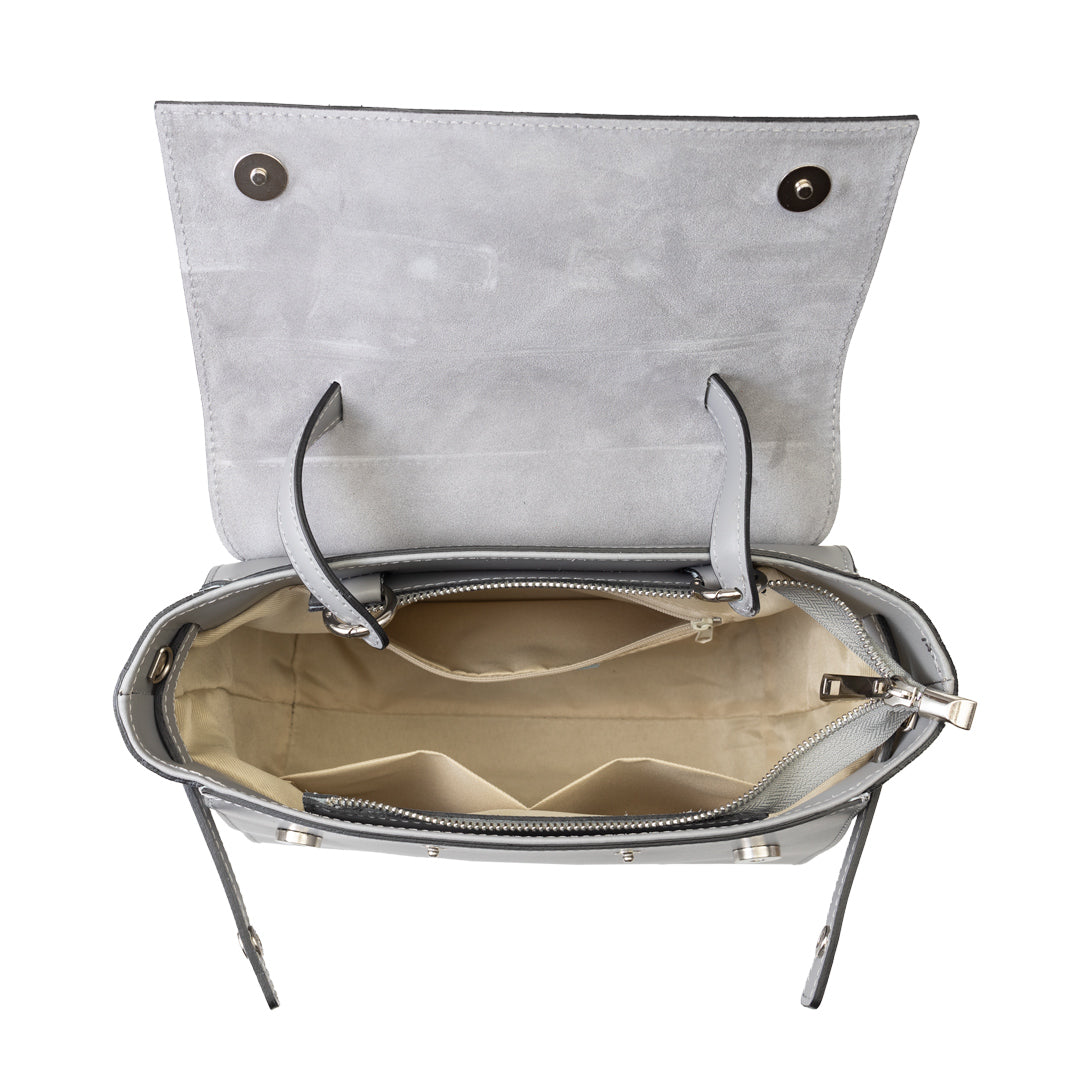 Borsa da donna in camoscio naturale grigio Erika