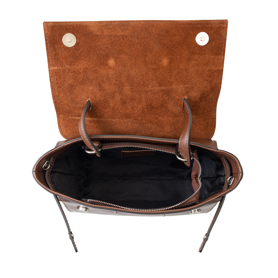 Sac pour femme en daim naturel marron foncé Erika