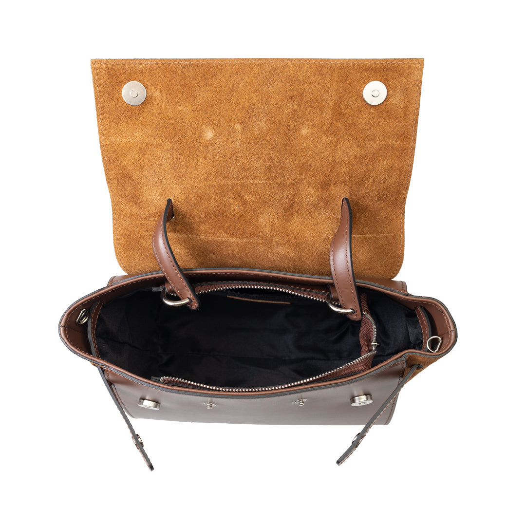Sac à main en cuir véritable marron-marron Erika