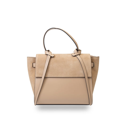 Sac à main femme en daim naturel taupe Erika