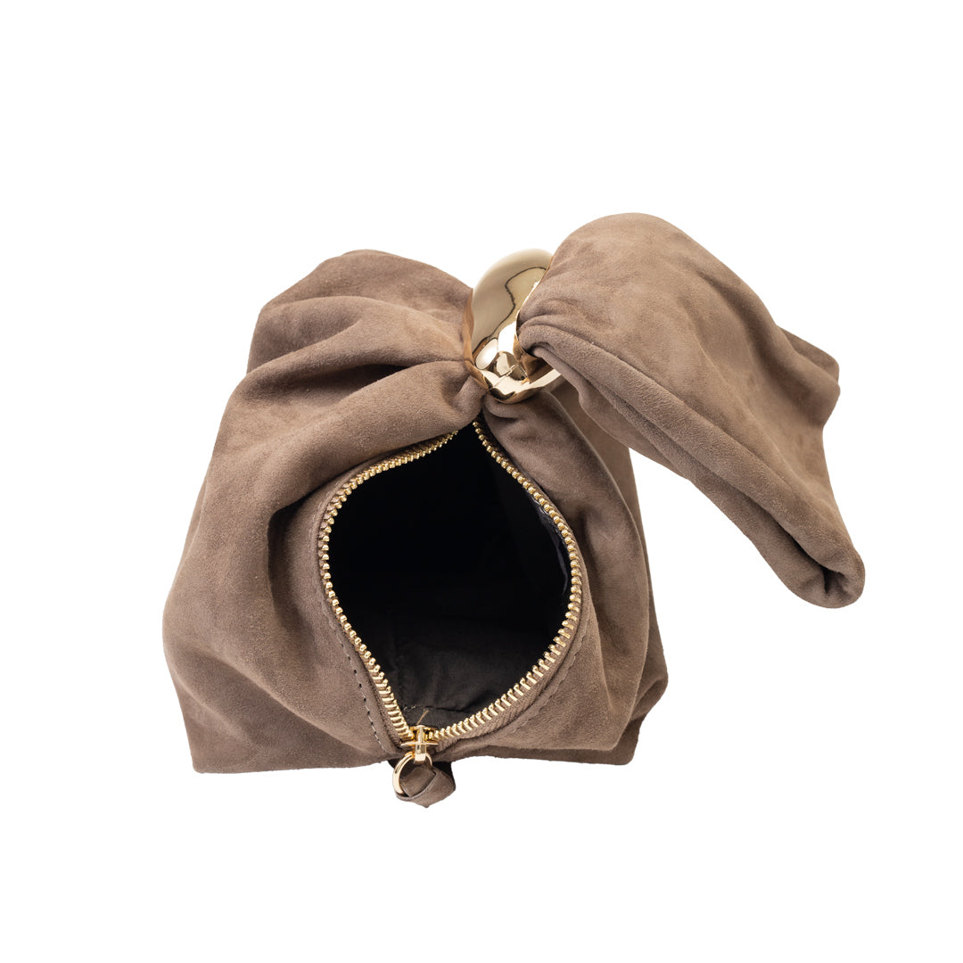 Damenhandtasche aus echtem Wildleder, Taupe Eliza