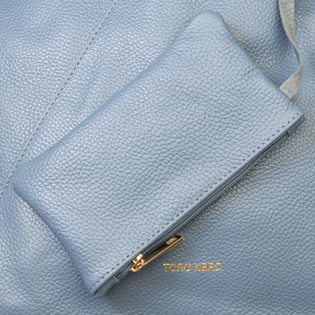 Sac à main pour femme en cuir véritable bleu Camelia