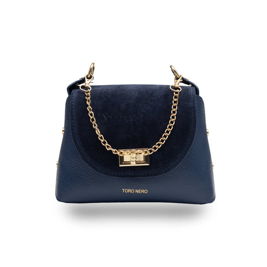 Sac à main femme en daim naturel, bleu Raisa