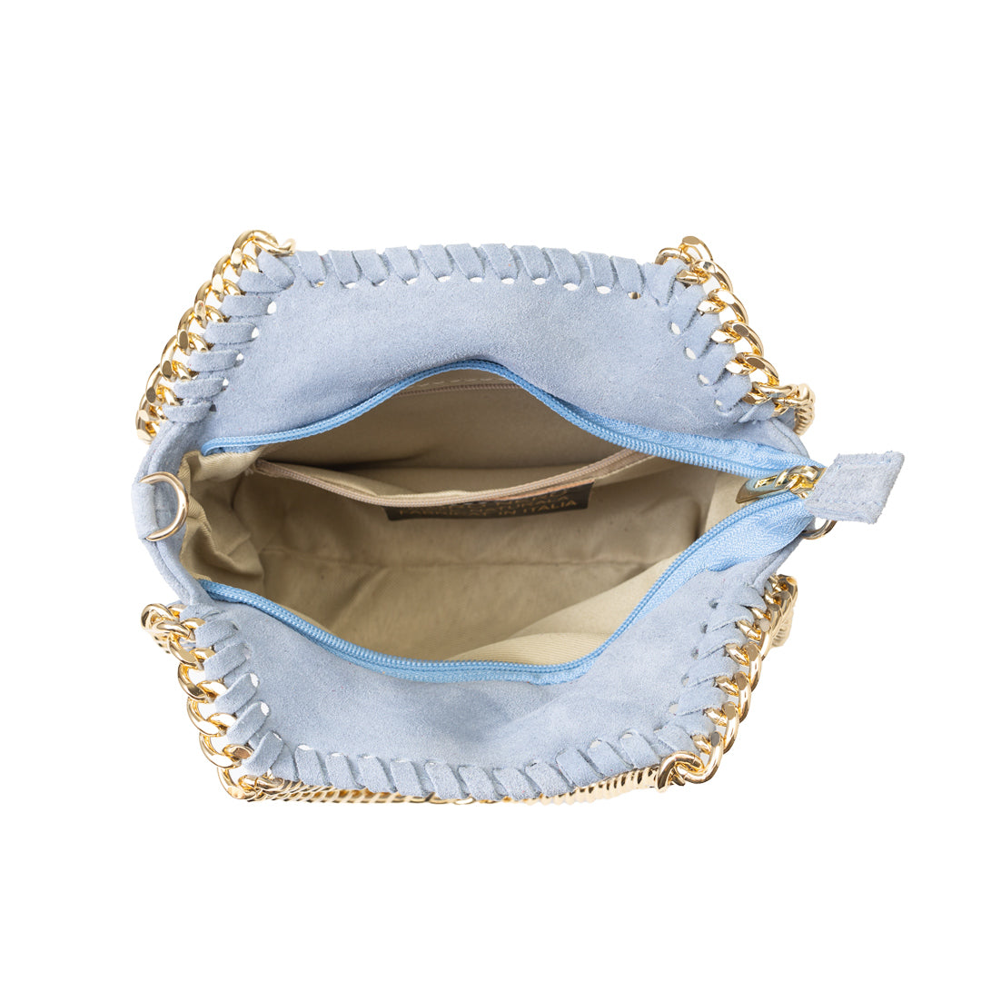Sac à main femme en cuir véritable bleu clair Ilona
