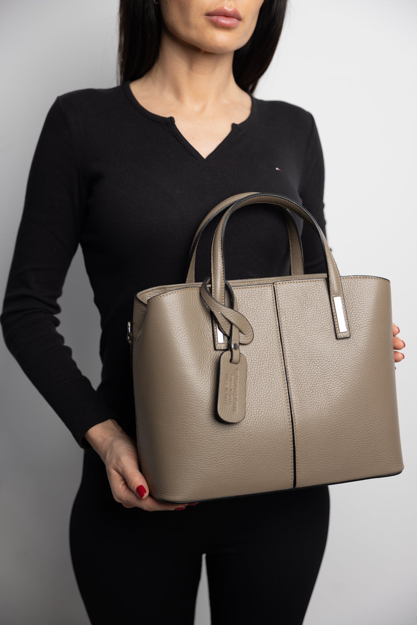 Bolso de mujer de piel natural beige Mara