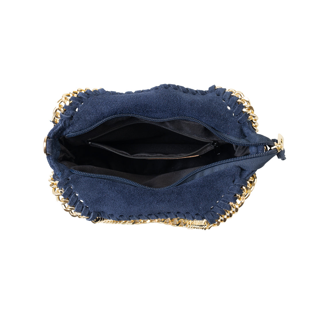 Sac femme en cuir véritable bleu marine Ilona