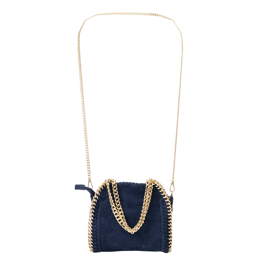 Sac femme en cuir véritable bleu marine Ilona