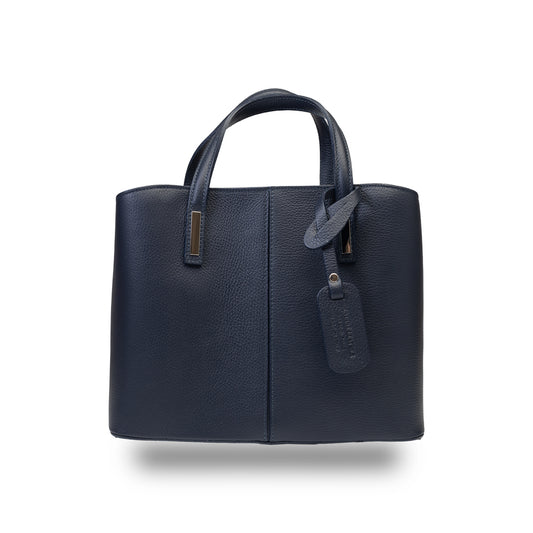 Damenhandtasche aus marineblauem Echtleder Mara