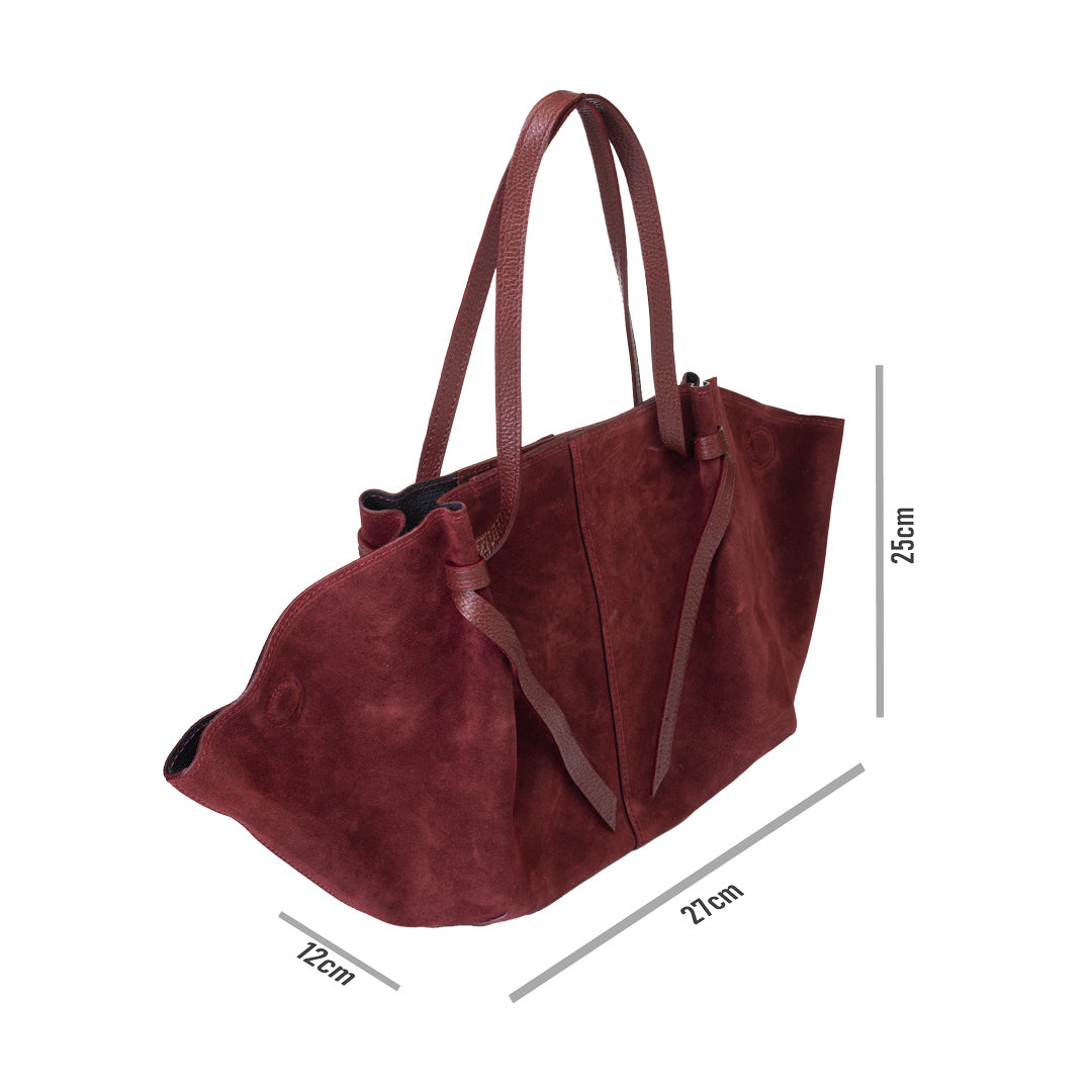 Sac à main femme en cuir véritable bordeaux Alice