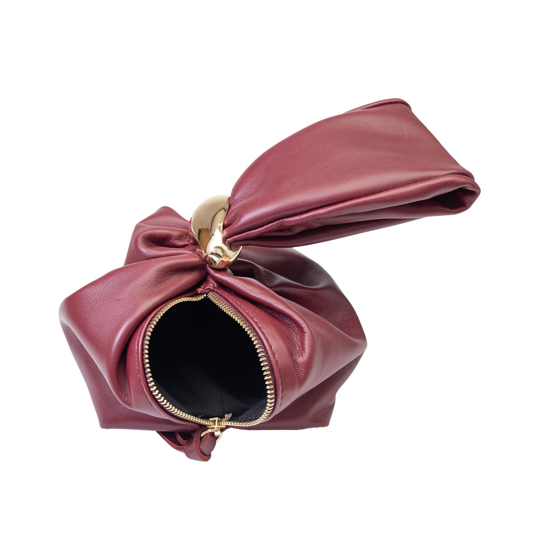 Sac à main femme en cuir véritable bordeaux Eliza