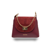 Borsa da donna in pelle scamosciata naturale, bordeaux Raisa