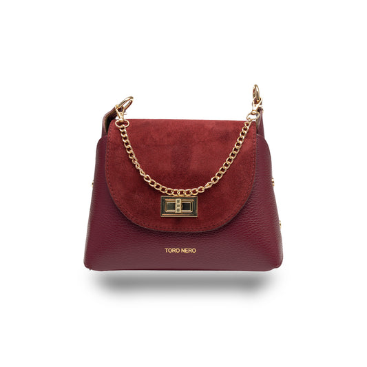 Sac à main pour femme en daim naturel, bordeaux Raisa