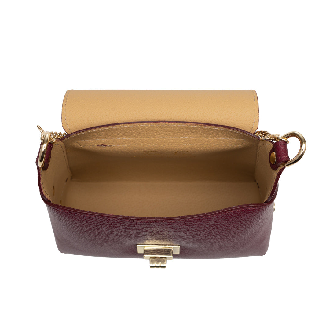 Borsa da donna in pelle scamosciata naturale, bordeaux Raisa