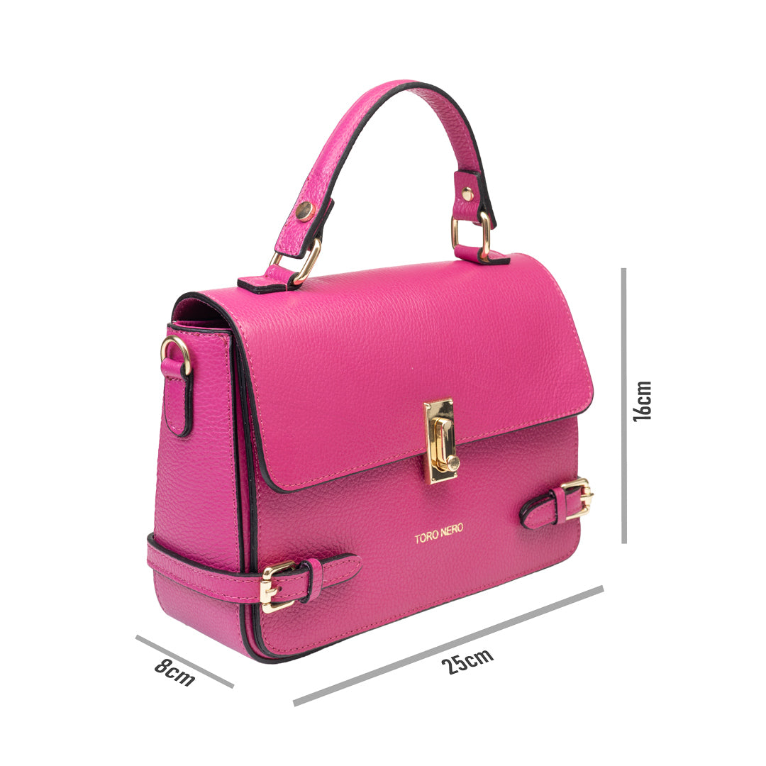 Geanta dama din piele naturala fucsia Iasmina