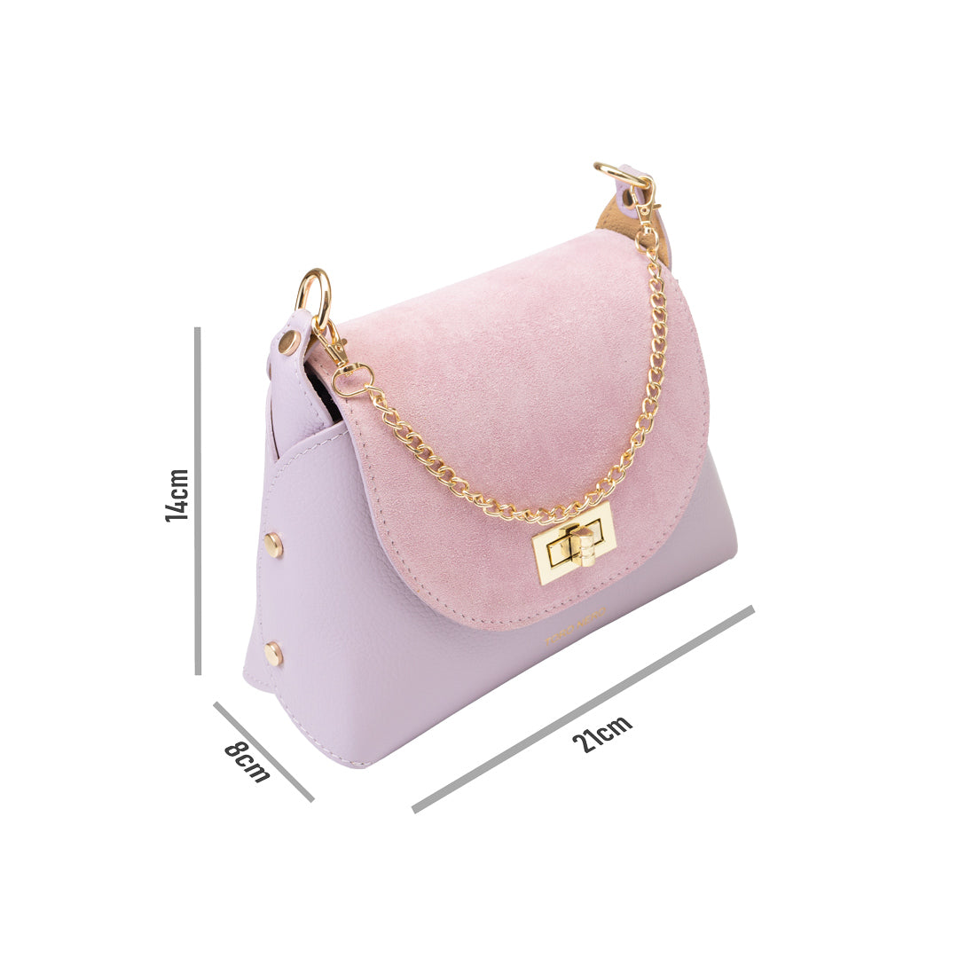 Sac pour femme en cuir suédé naturel, lilas Raisa