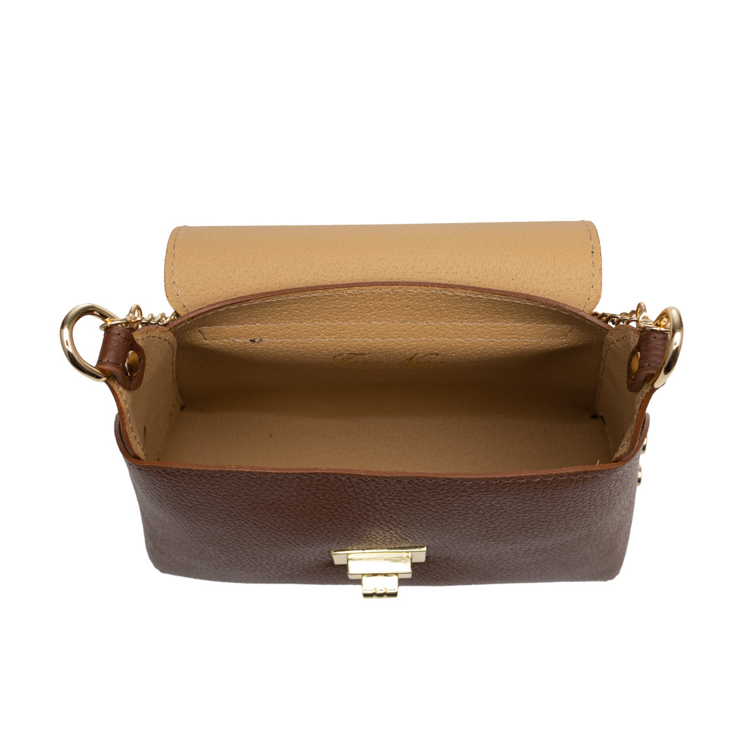 Borsa da donna in pelle scamosciata naturale, marrone Raisa