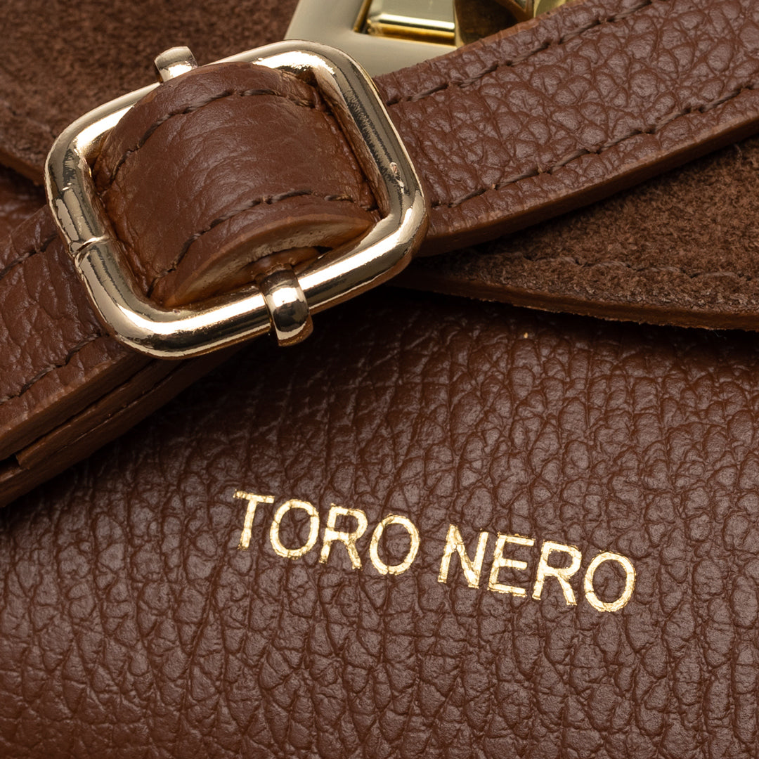Borsa da donna in pelle scamosciata naturale, marrone Raisa