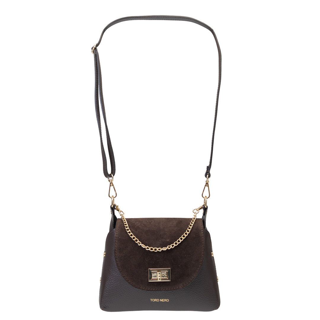 Sac pour femmes en daim naturel, marron foncé Raisa