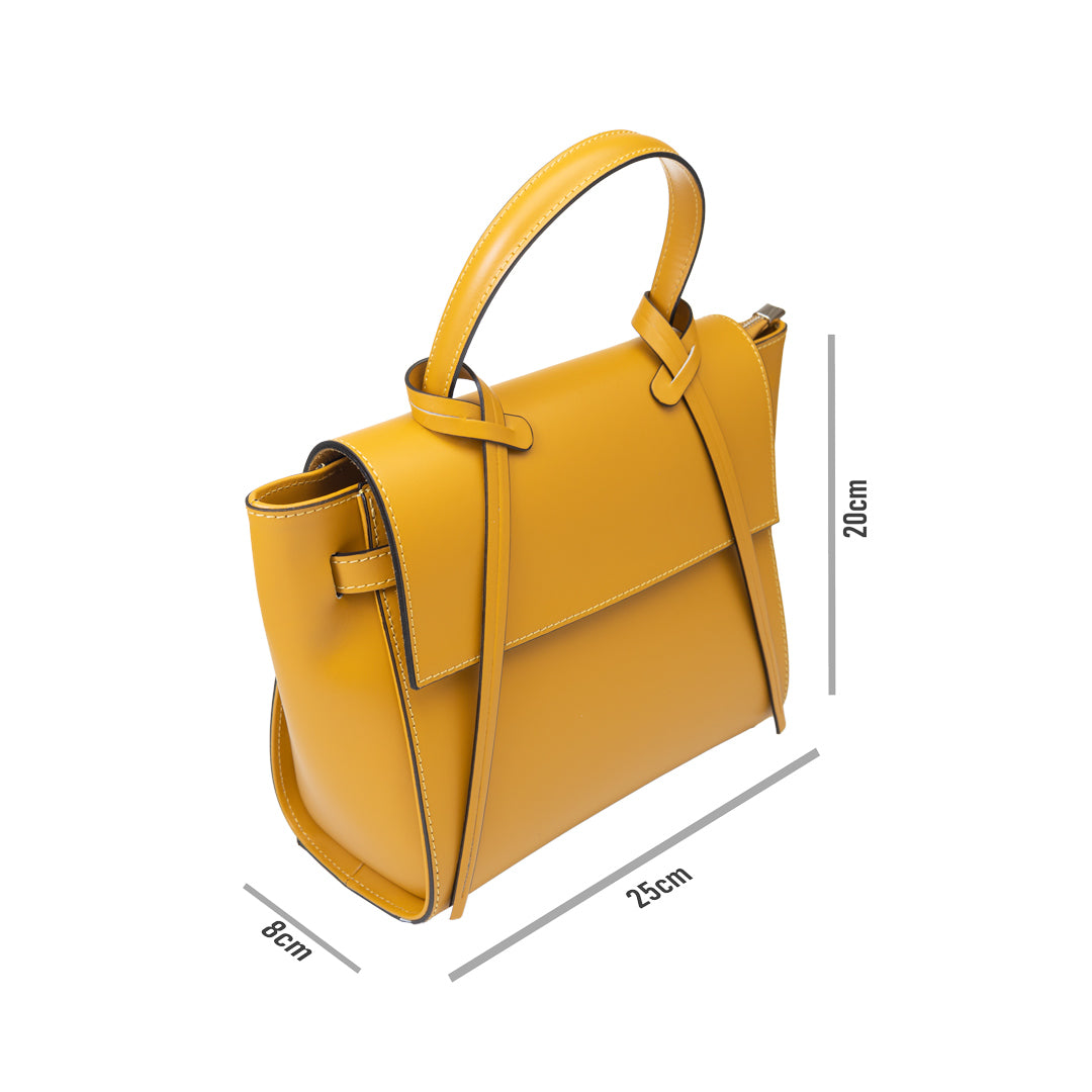 Borsa da donna in vera pelle color senape Erika