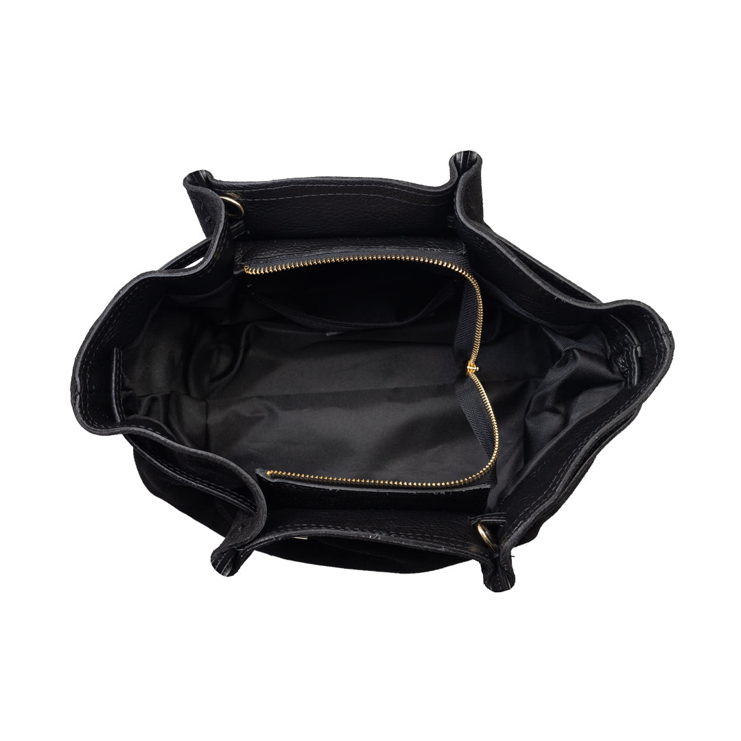 Sac à main femme en cuir véritable noir Elena
