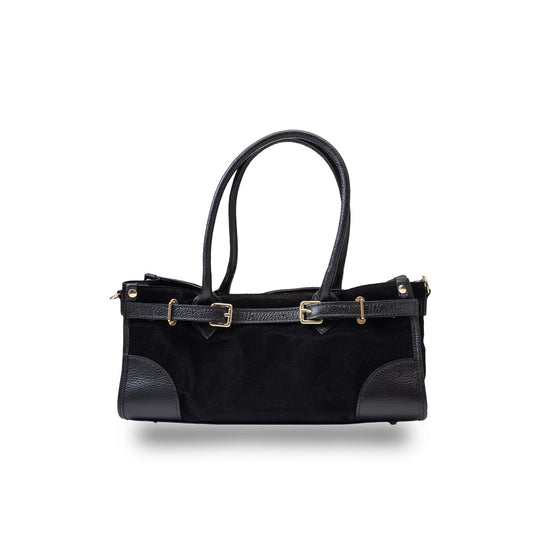 Sac à main femme en cuir véritable noir Evelin