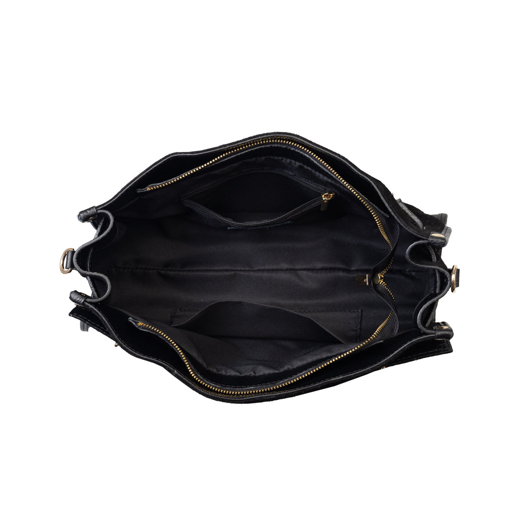Sac à main femme en cuir véritable noir Evelin