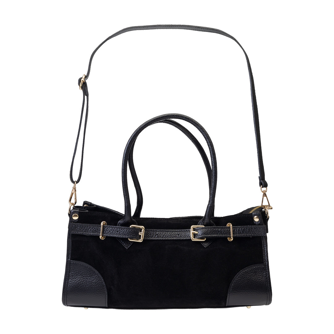 Sac à main femme en cuir véritable noir Evelin