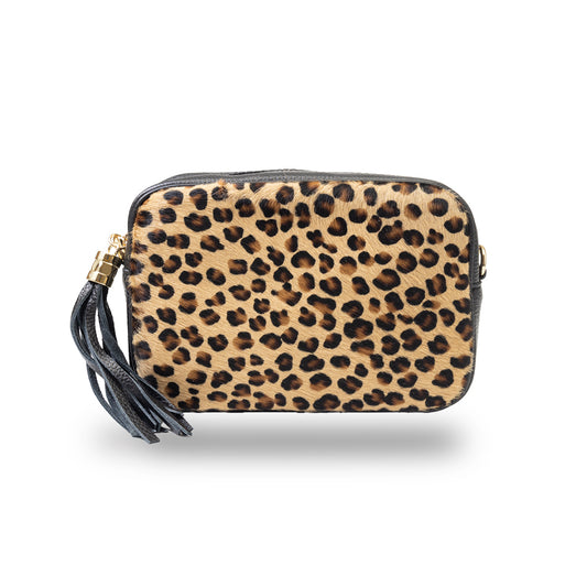 Women's bag made of black leopard leather Adela