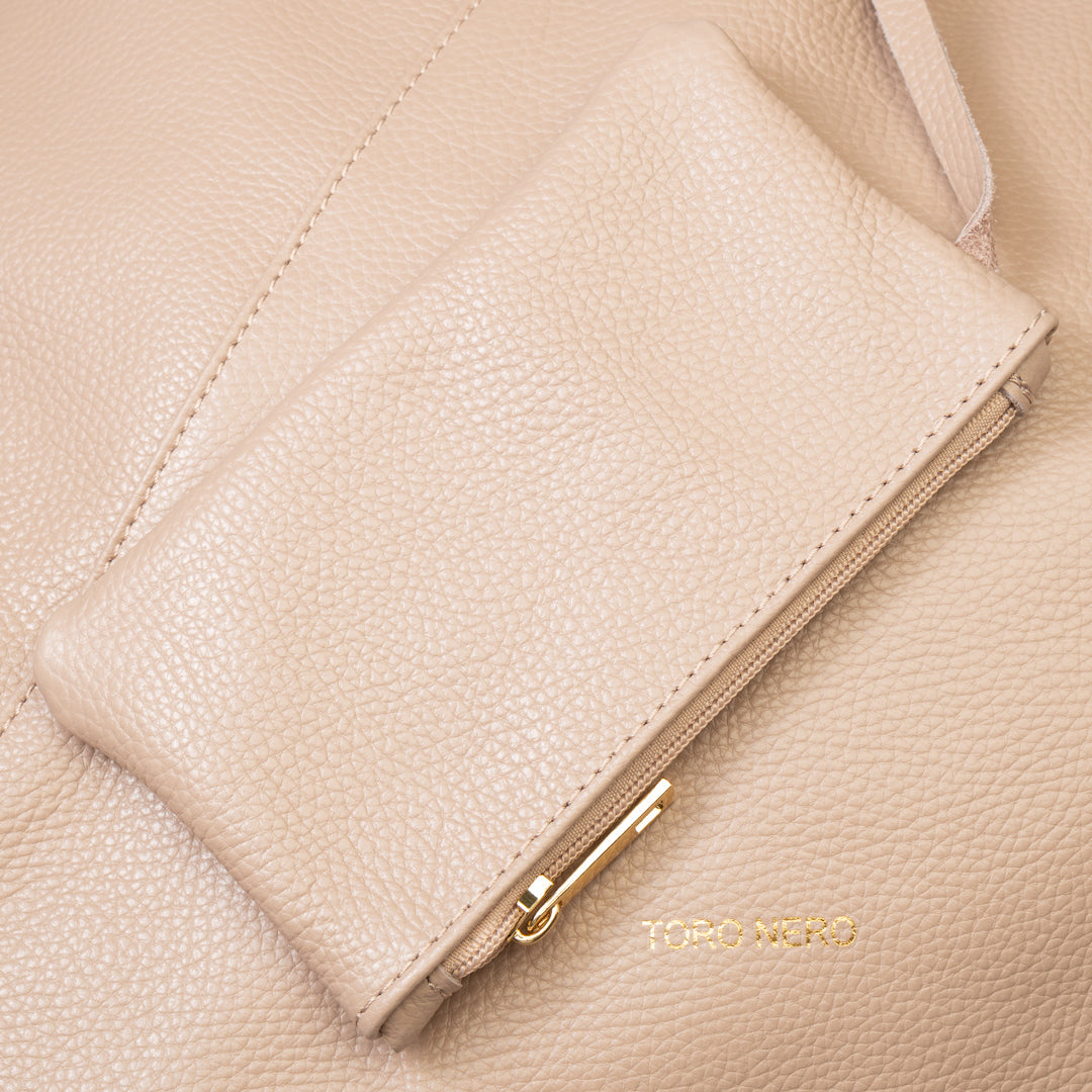 Damenhandtasche aus hellrosa Echtleder Camelia