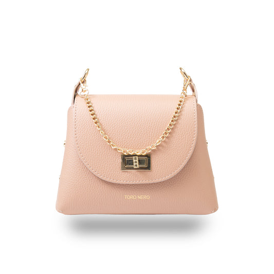 Women's pale pink genuine leather bag Raisa
